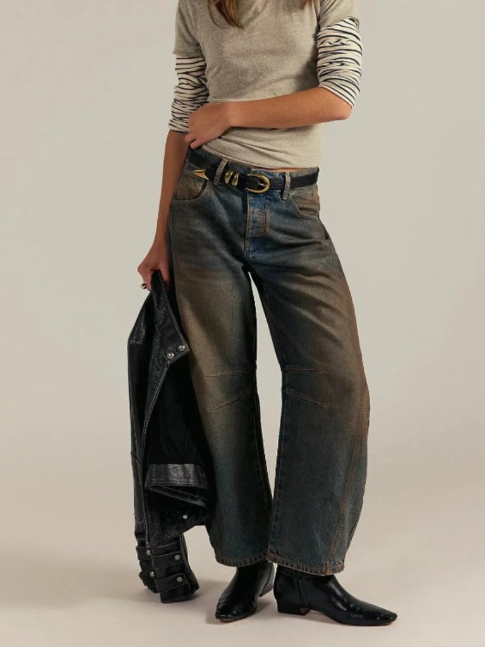🤎NWT Free People Good Luck Mid-Rise Barrel Jeans